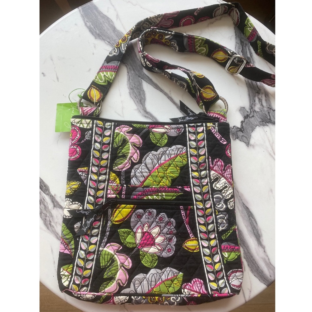 Vera Bradley Black with Pink and Green Paisley Crossbody bag